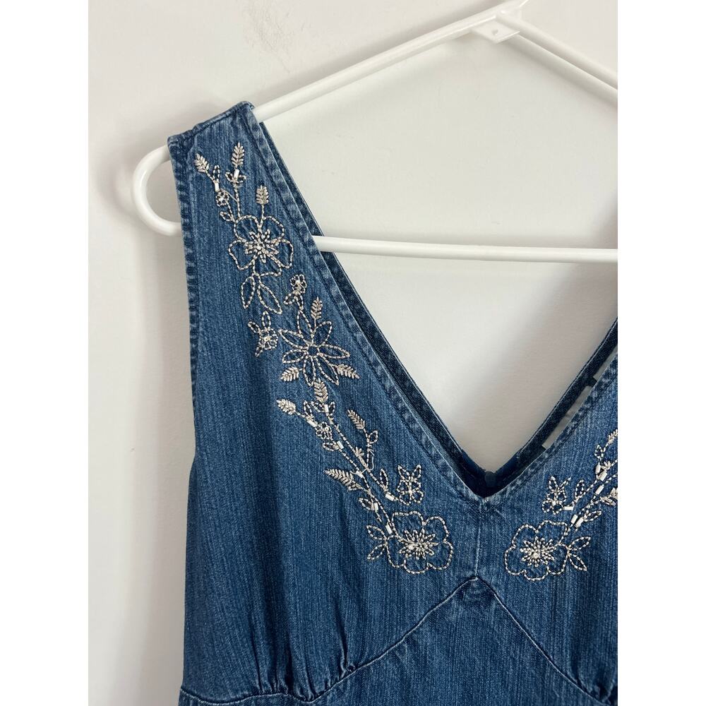Faded Glory Embroidered Denim Dress XL – Vintage 100% Cotton Made in Mexico - Picture 4 of 8